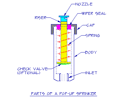 image of parts of a pop-up sprinkler