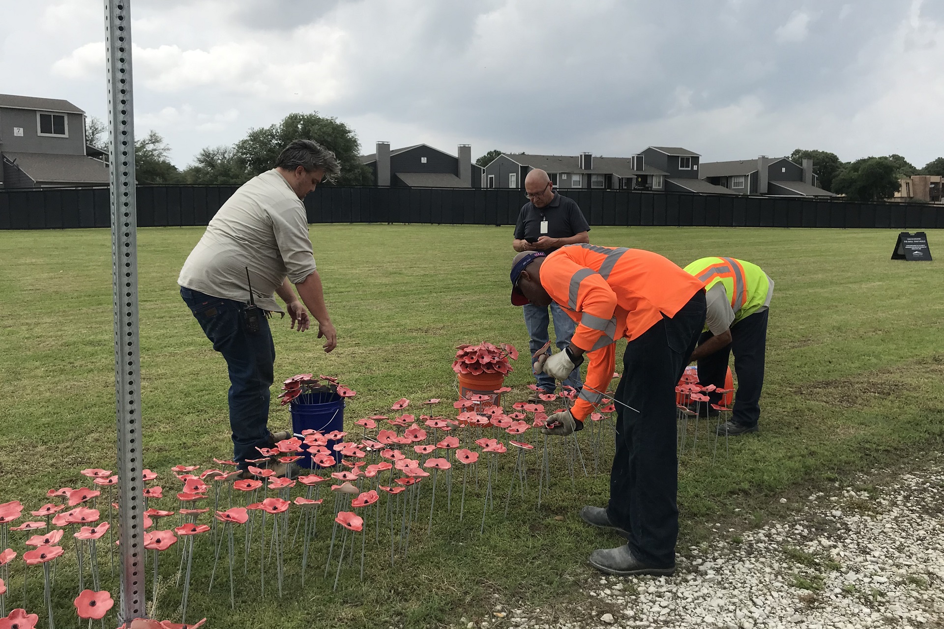 Lewisville staff and artist install Valor and Sacrifice at The Wall That Heals