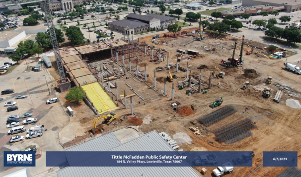 June 12, 2023: Construction of the support and parking garage building of the Tittle McFadden Public Safety Center