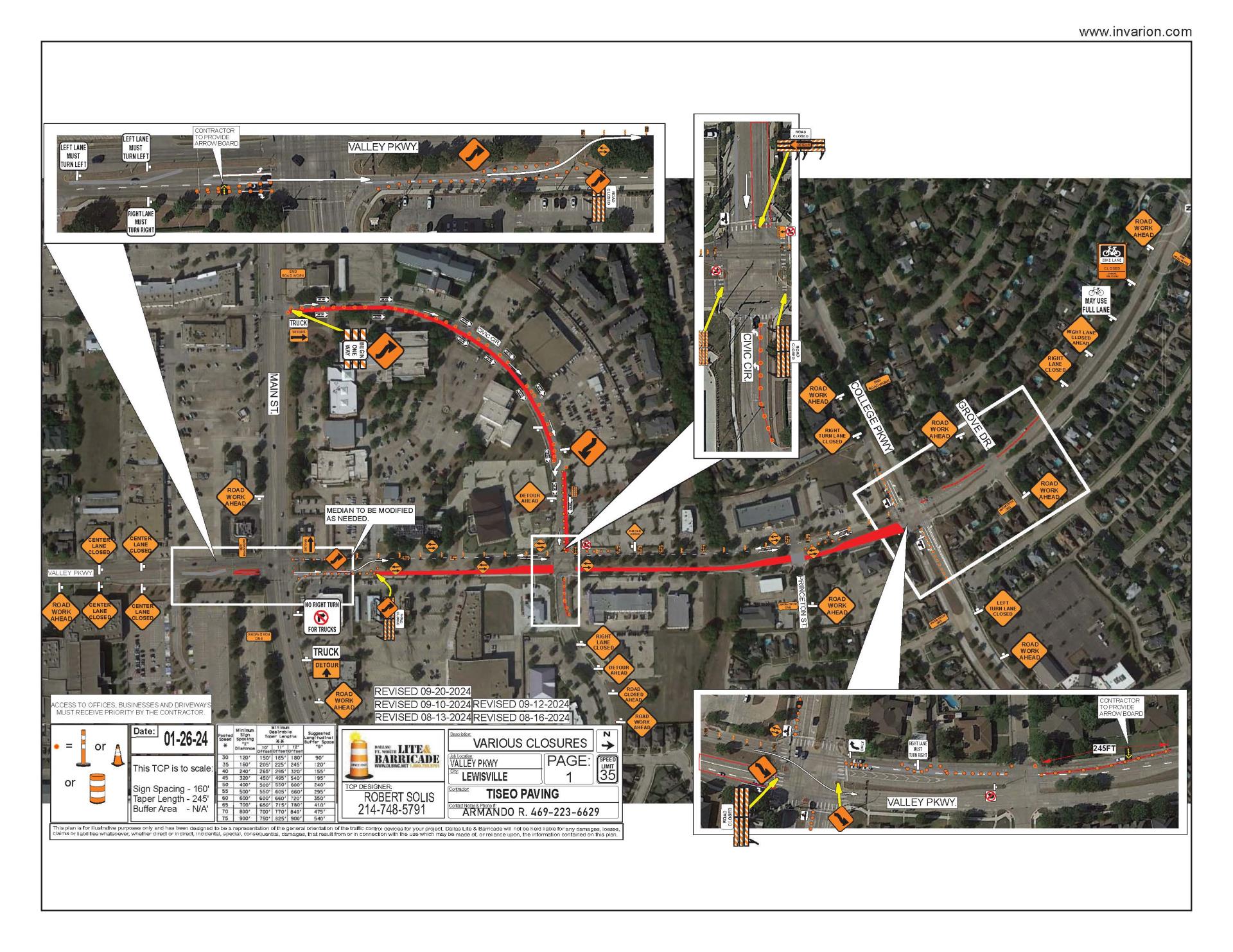 Valley Parkway TCP switch to southbound phase II map