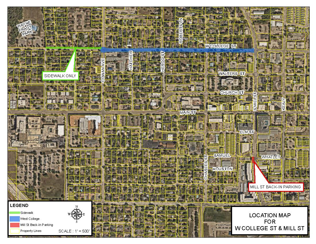 Map - W College St & Mill St Back-In Parking